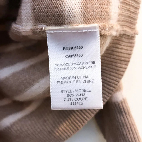 Joie Striped Wool Cashmere Blend Tight Knit Scoop Neck Classic Pullover Sweater - Picture 8 of 10